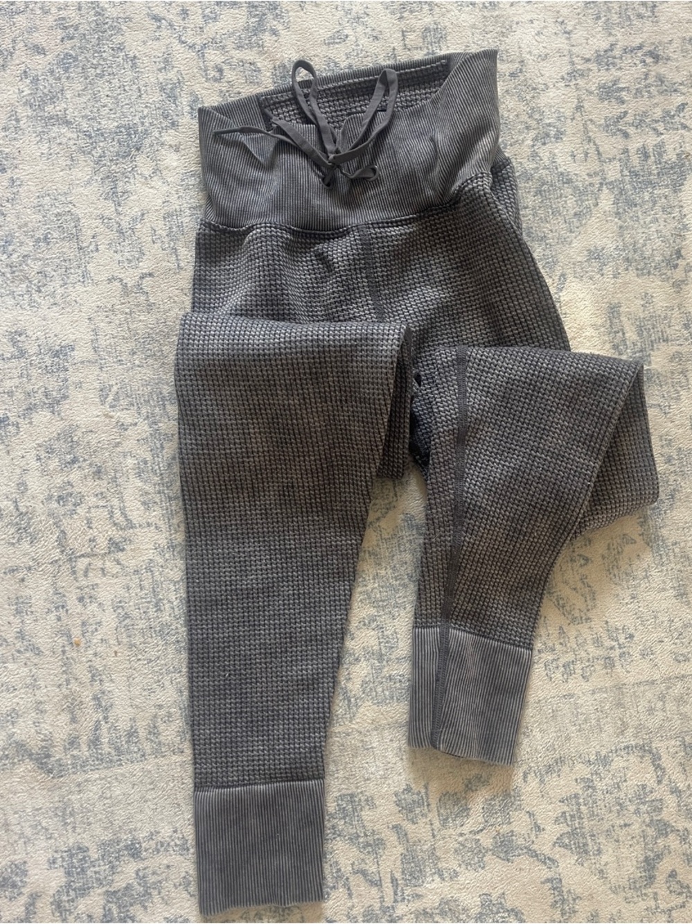 VS Pink Active USA Dark Gray Ribbed High-Waist  Leggings